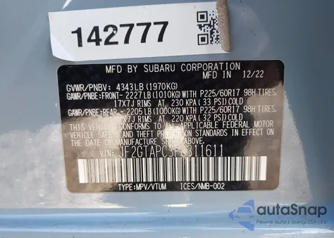 2023 Subaru Crosstrek Premium из США, поврежденный, VIN JF2GTAPC3P8311611